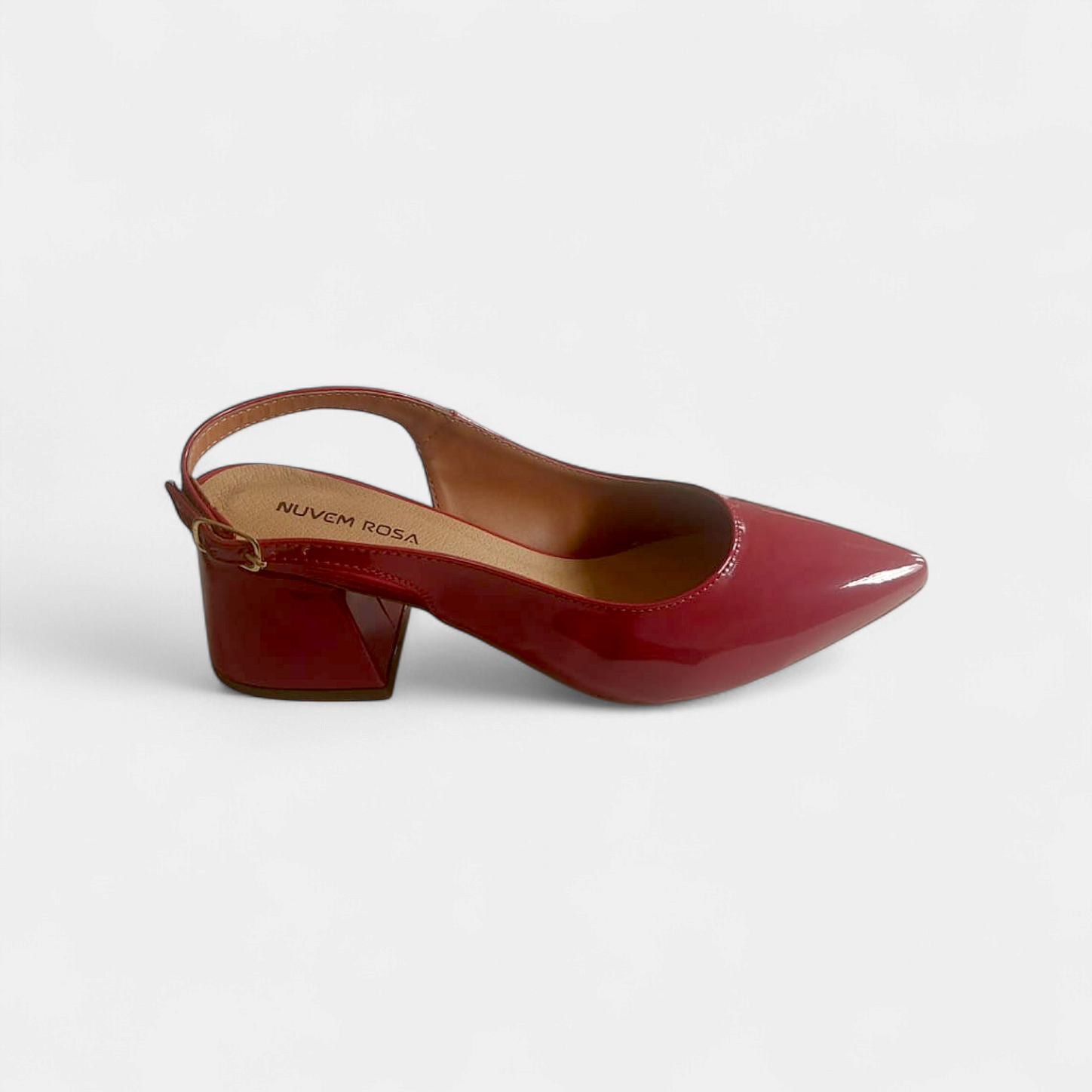 Scarpin Slingback Sapato Feminino Marsala Verniz Clássico Elegante Salto Médio Confortável Sola em Pig Gel Premium Luxo