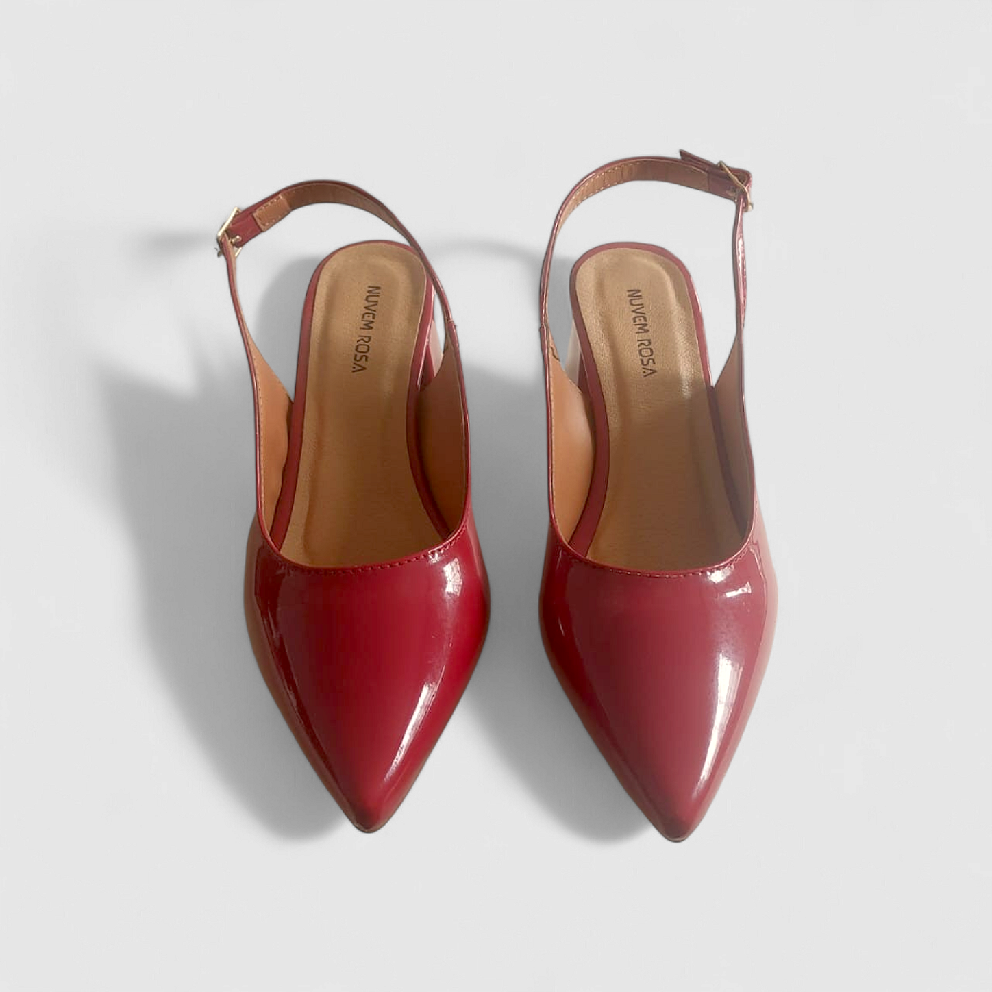 Scarpin Slingback Sapato Feminino Marsala Verniz Clássico Elegante Salto Médio Confortável Sola em Pig Gel Premium Luxo