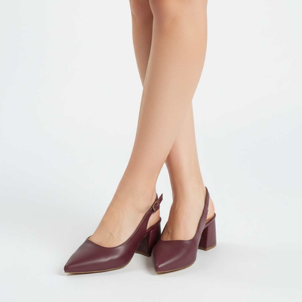 Scarpin Slingback Sapato Feminino Napa Amora Clássico Elegante Salto Médio Confortável Sola em Pig Gel Premium Luxo