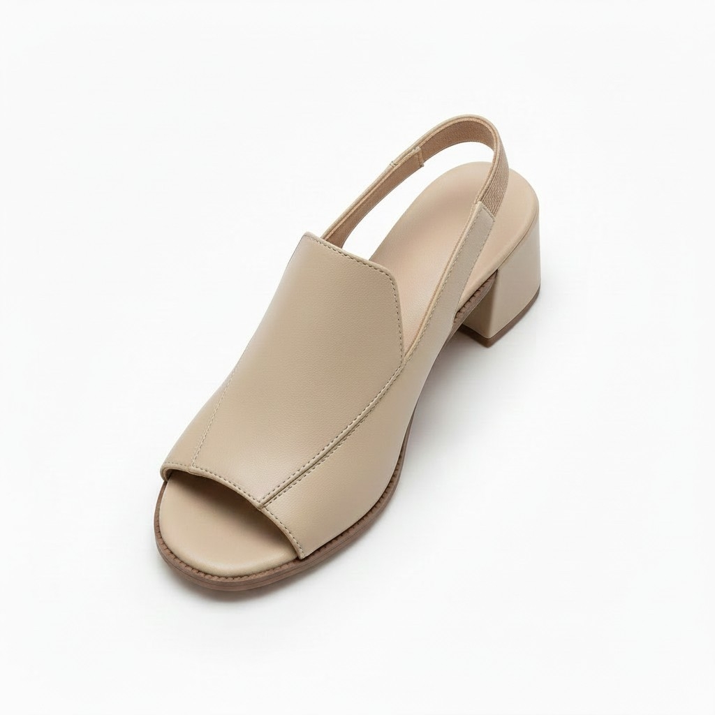 Sandália Feminina Couro Atanado Marfim Queimado Salto Bloco 4,5cm Confortável Leve Elegante