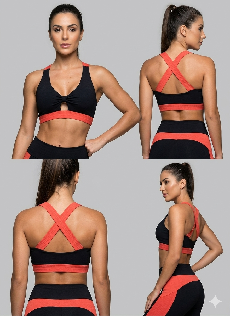 Conjunto Fitness Feminino Performance Top gota e bolso lateral