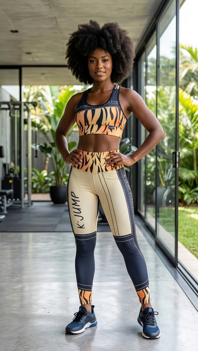 Conjunto Feminino Fitness Estampa Onça