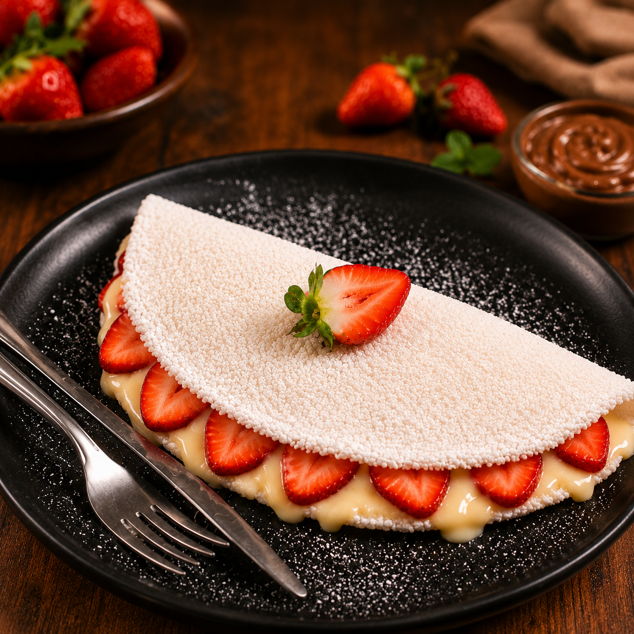 Tapioca Sensação de Morango (Morango + Leite Condensado)