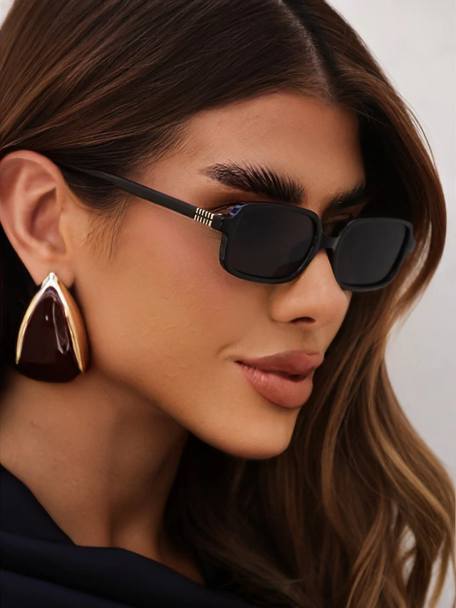 Óculos de sol Austri retangular preto - acetato