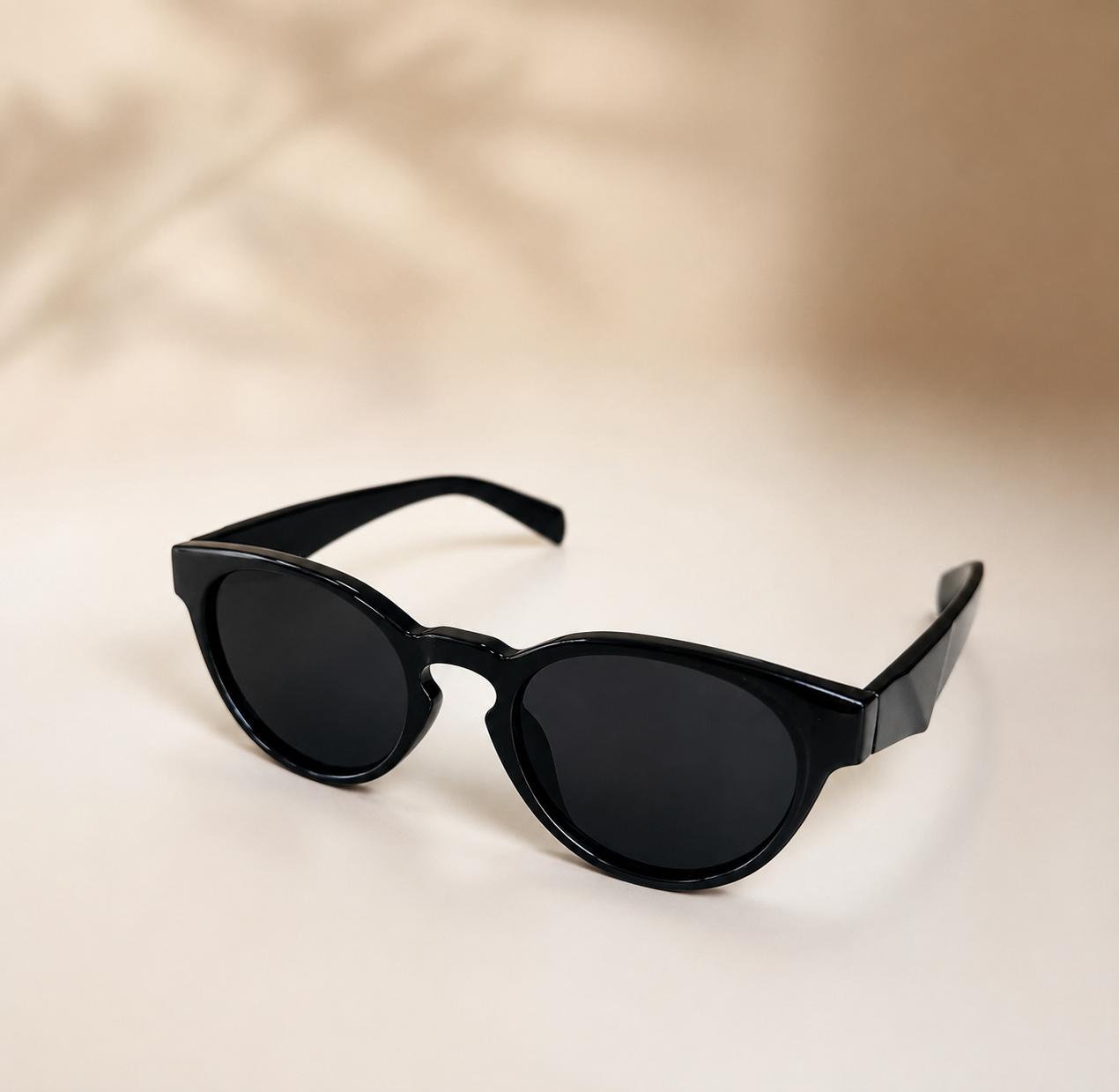 Óculos de sol Lumen plus redondo preto acetato - unissex
