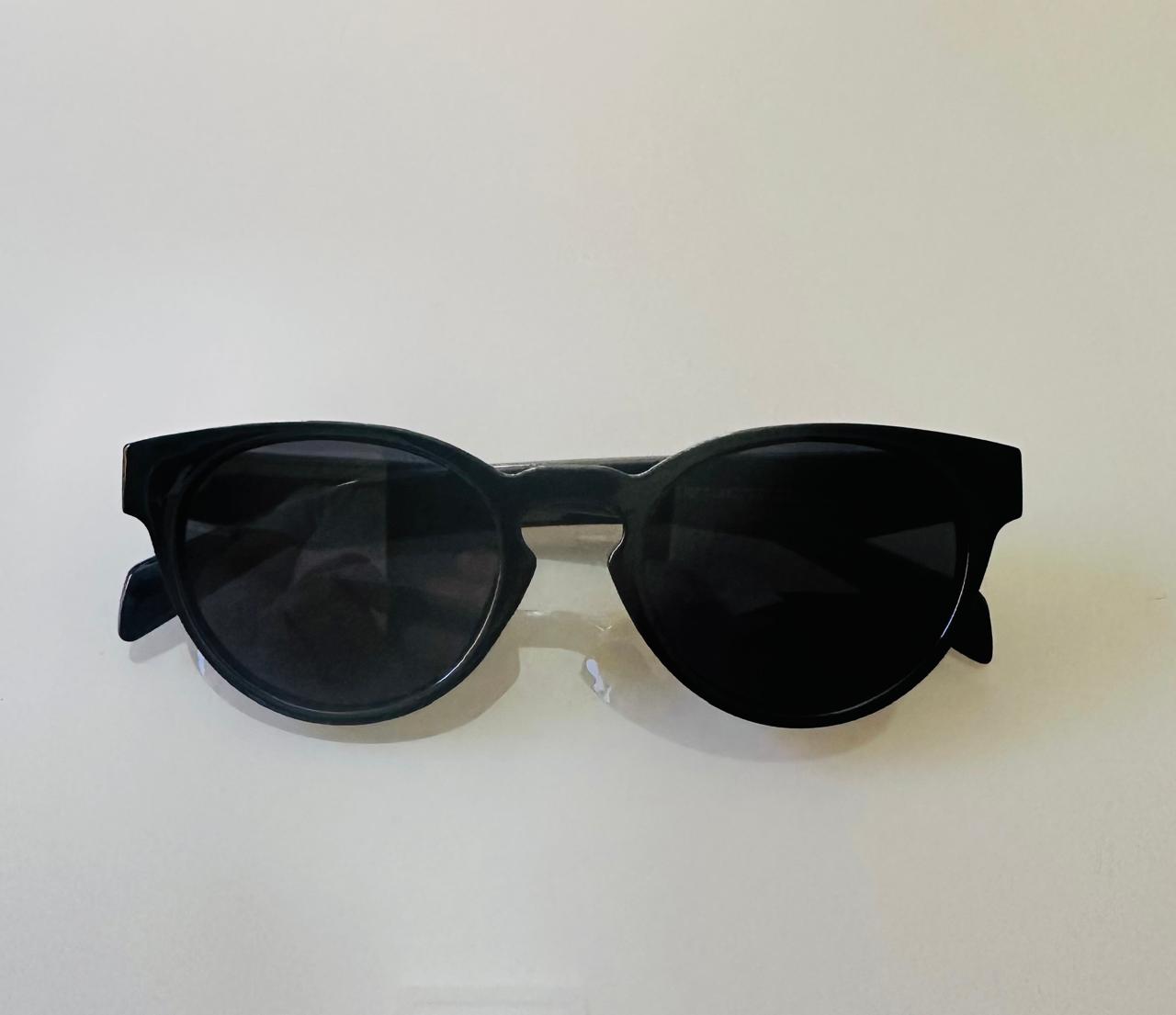 Óculos de sol Lumen plus redondo preto acetato - unissex