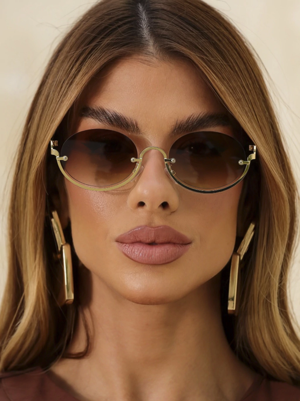 Óculos de sol Tribeca marron degradê com dourado