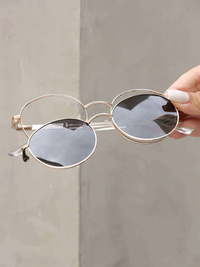 Óculos de sol Clip-on redondo France haste prata