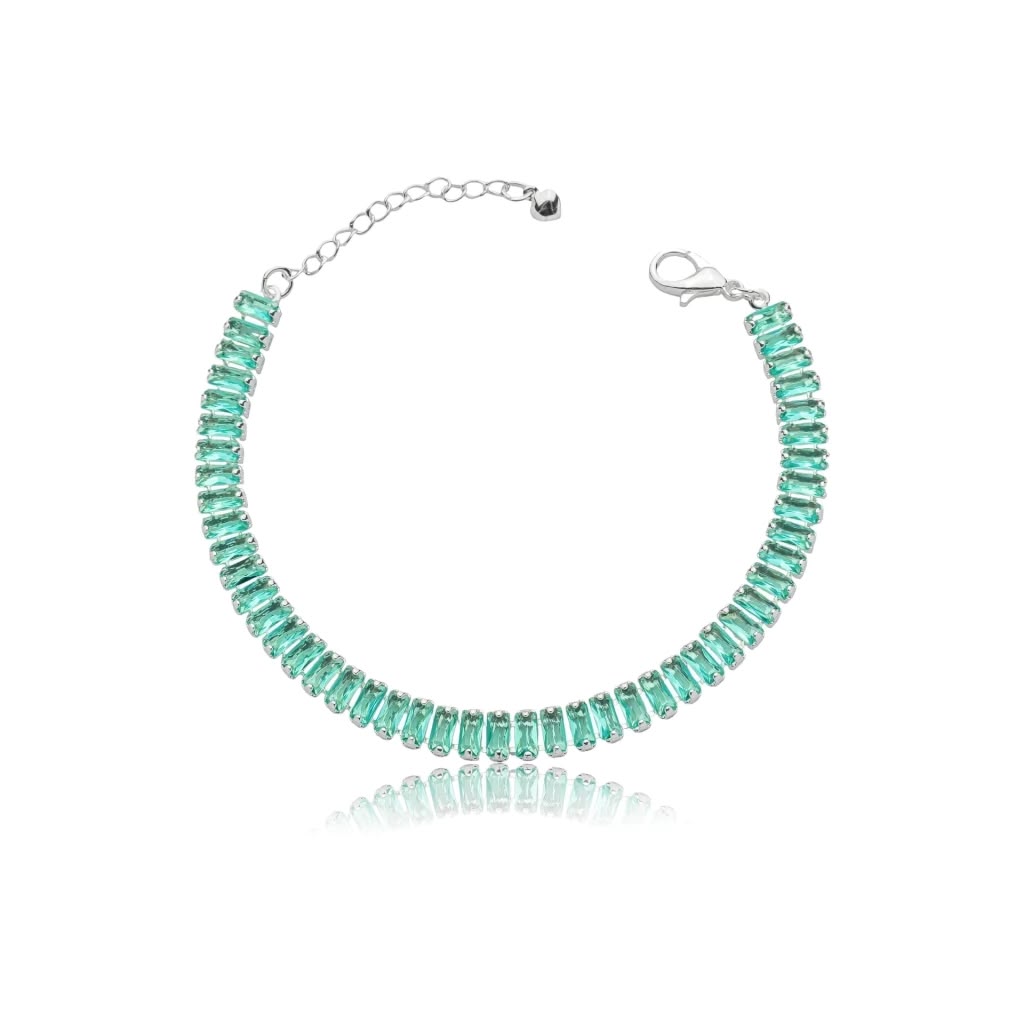 Pulseira Riviera Prata 925 – Pedras Corte Retangular