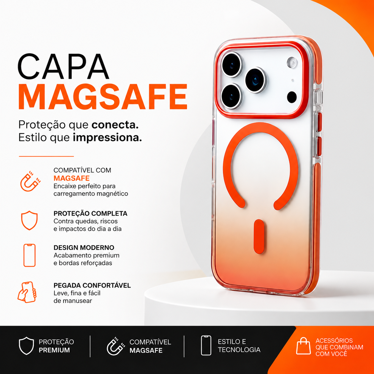 Capa Yggy IPhone 17 Pro. Cor laranja degradê
