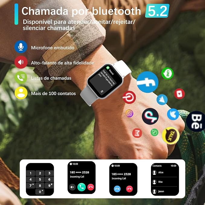 "Smartwatch PEJE ZW01S – Tela TFT HD 1,83”
