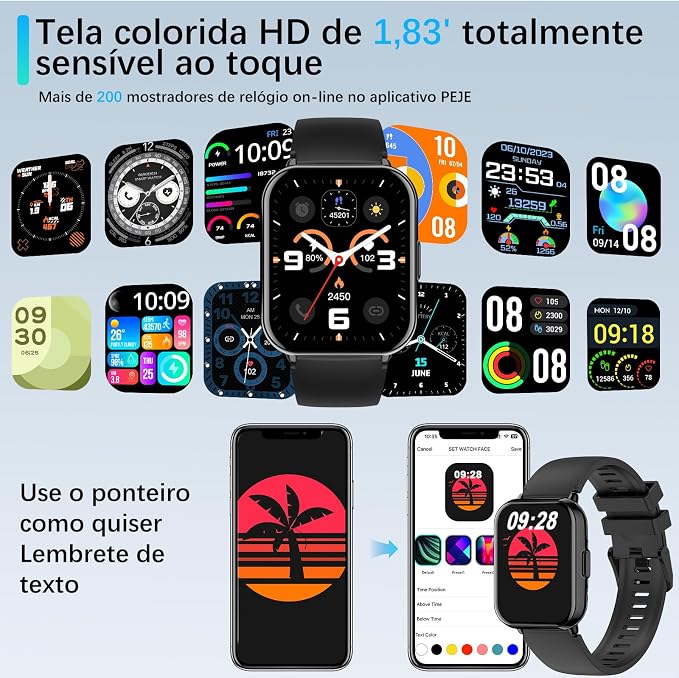 "Smartwatch PEJE ZW01S – Tela TFT HD 1,83”