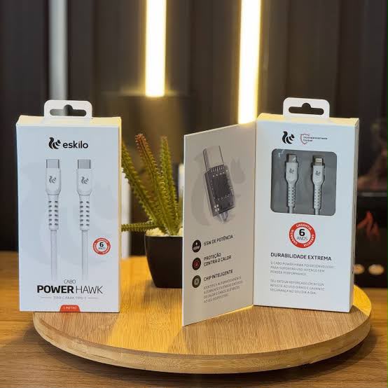 Cabo USB-C 65W Power Hawk Branco Eskilo