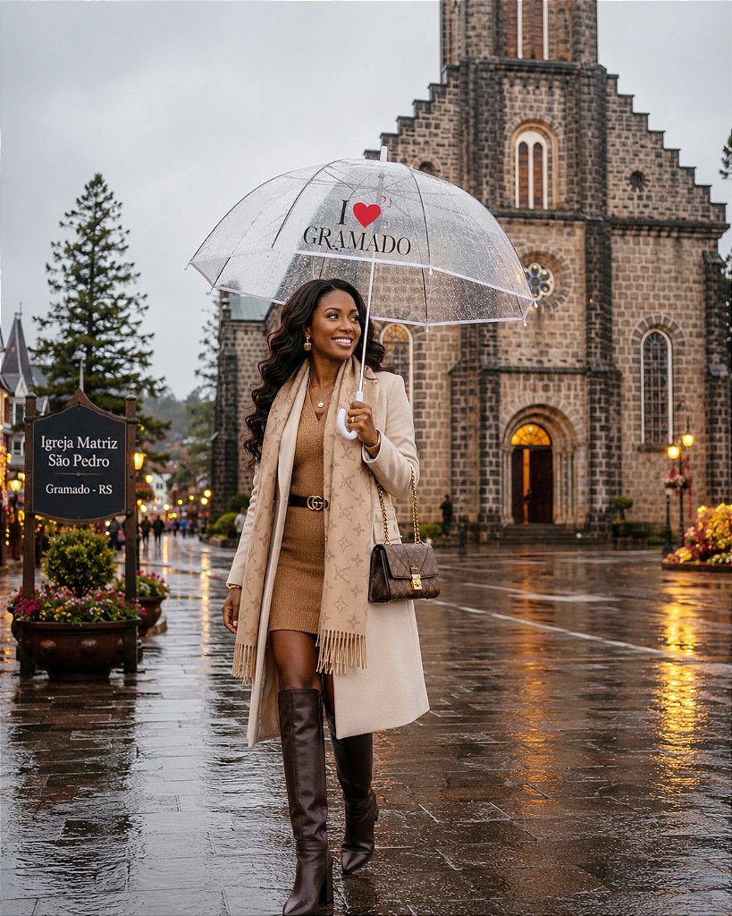 Guarda-chuva transparente I ❤️ Gramado
