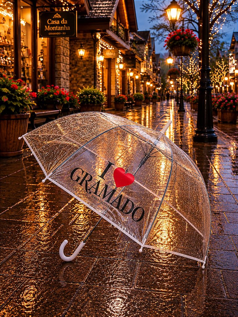 Guarda-chuva transparente I ❤️ Gramado