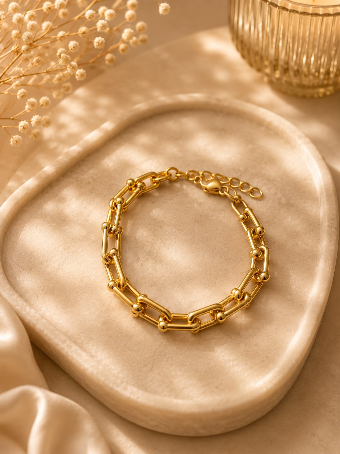 Pulseira Elegante Aço Inox Dourado