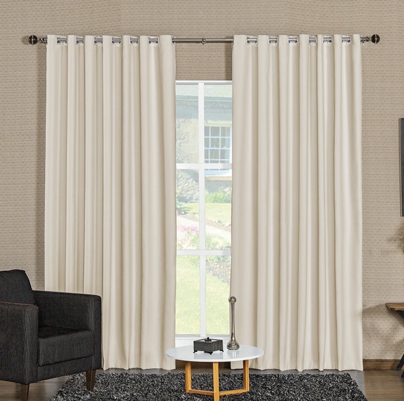 Cortina Arles Blackout Juma Enxovais 3,00m x 2,50m – Marfim | Elegância, Privacidade e Conforto para o Seu Lar