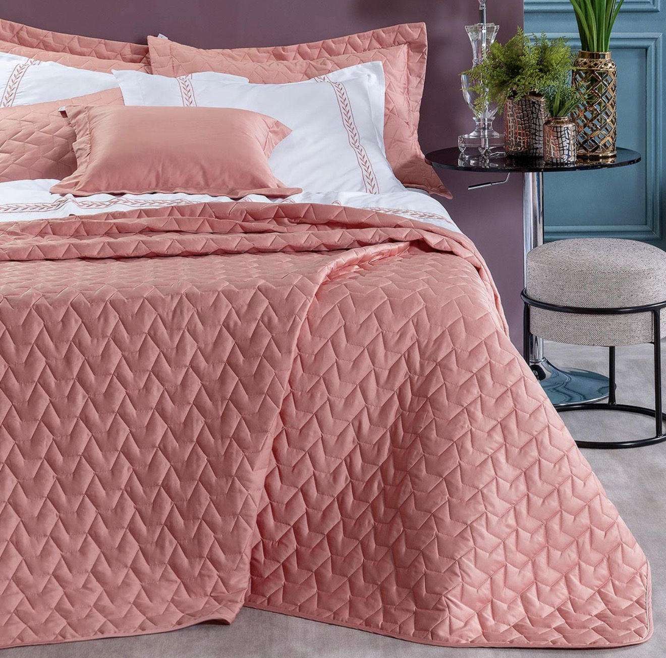Cobre Leito Luxury Arezzo Queen 3 Peças Juma Enxovais – Percal 400 Fios Acetinado