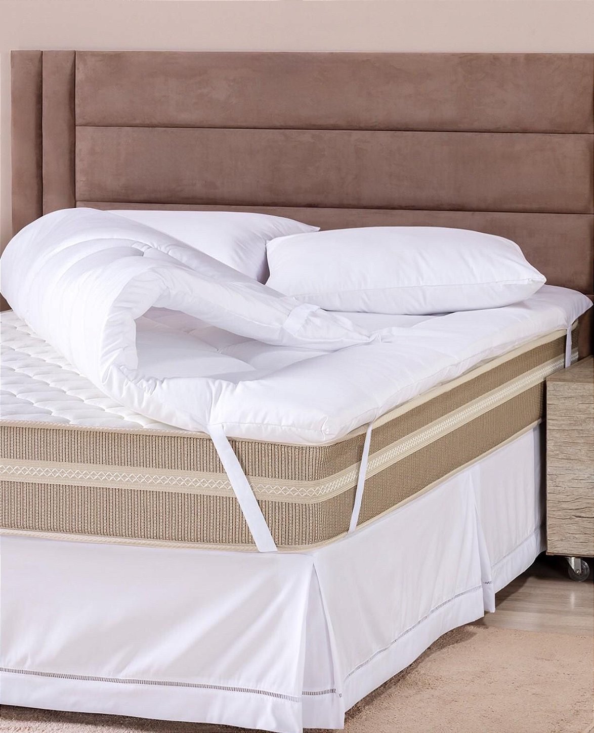 Pillow Top Casal Juma Sonatto Hipercal 200 Fios Pantografado Branco