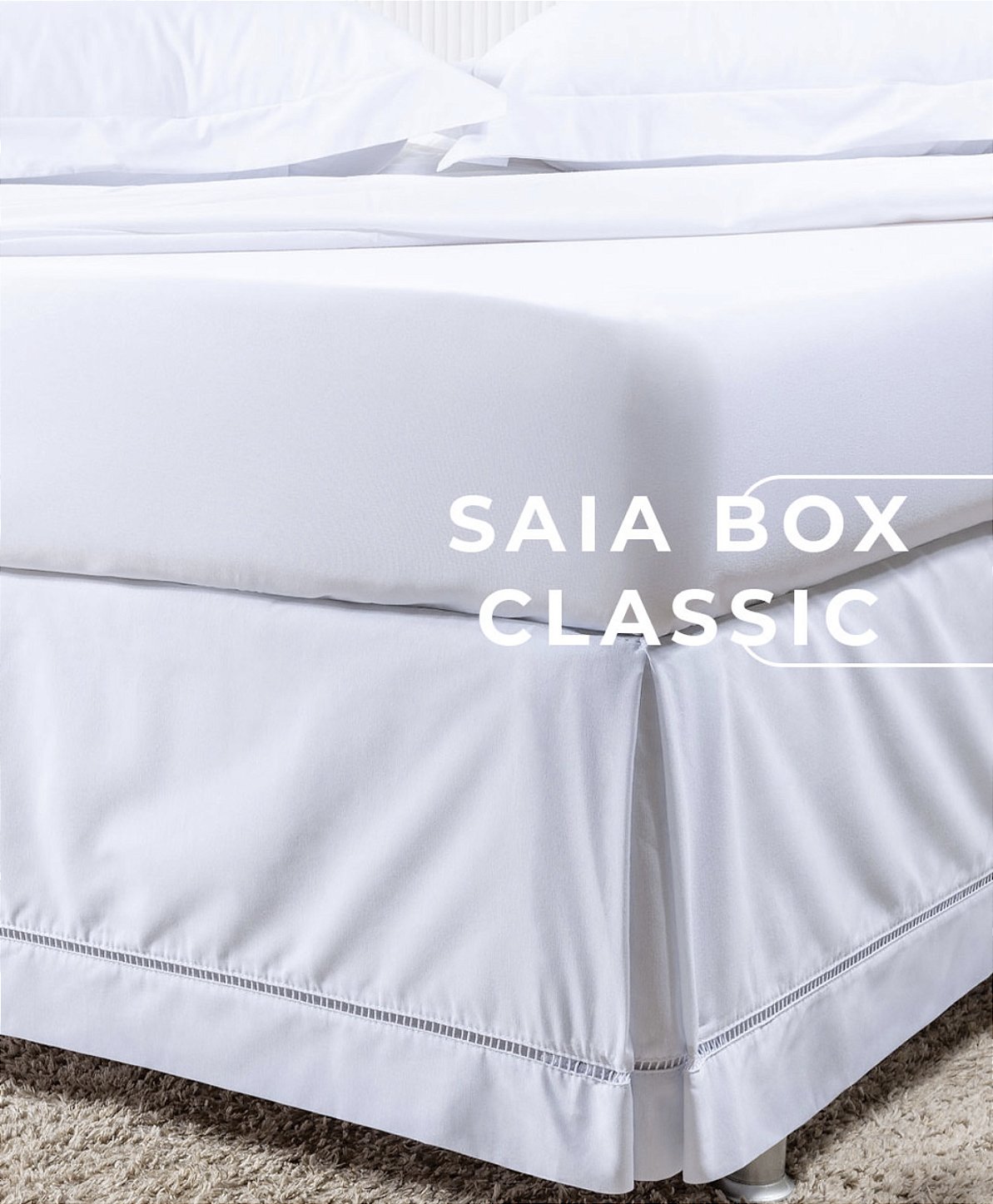 Saia para Cama Box Solteiro Percal 180 Fios Ponto Palito Premium