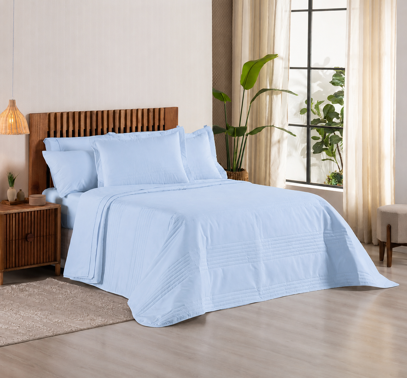 Cobre Leito King Percal 200 Fios Juma Premier Cinza Matelassado 3 Peças