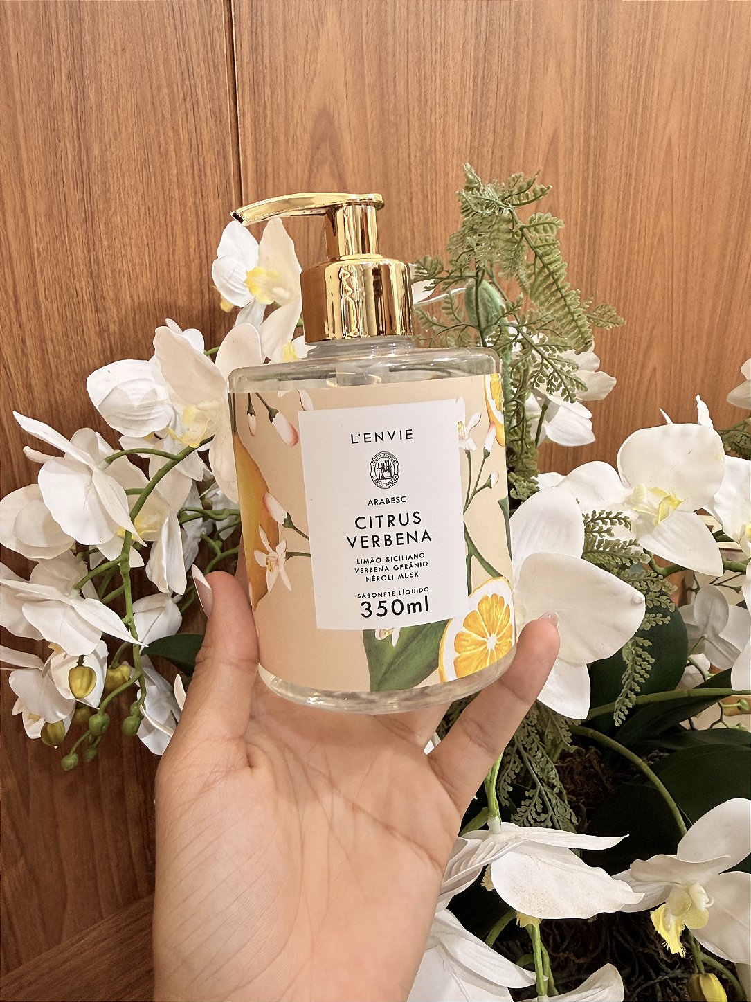 Sabonete Líquido Citrus Verbena 350ml L’Envie – Limão Siciliano, Verbena, Gerânio, Néroli e Musk