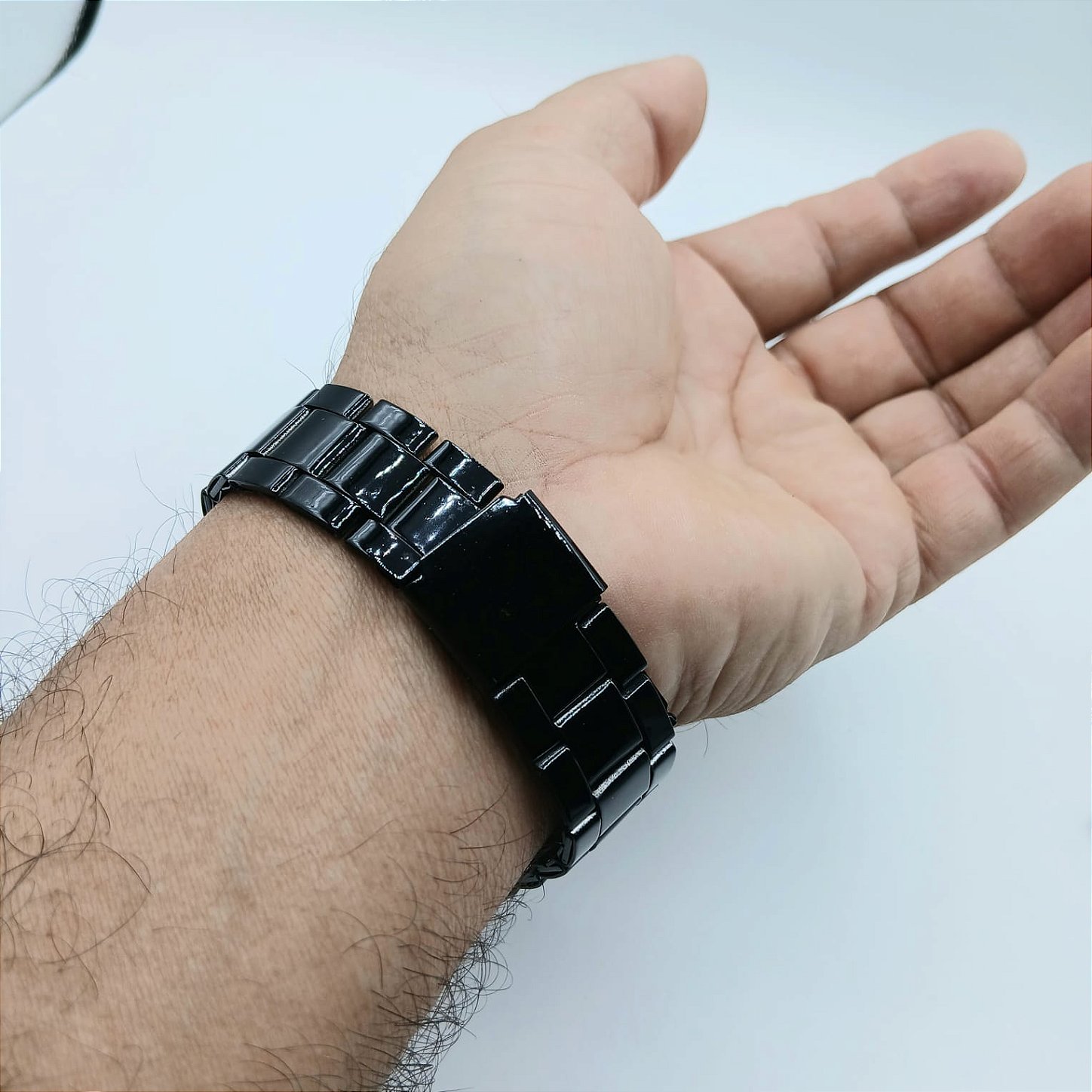 Relógio Masculino Black Chrono Premium Aço Preto com Detalhes Dourados