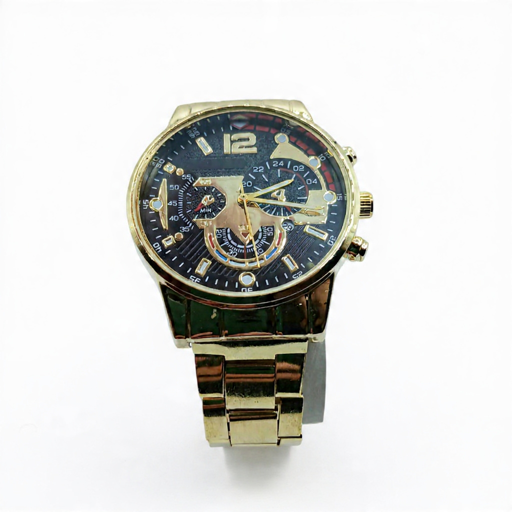 Relógio de Pulso Masculino Dourado Elegante