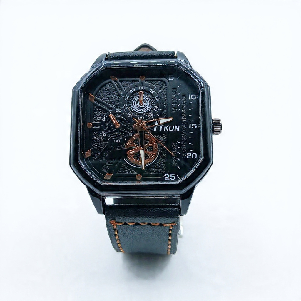 Relógio ITKUN Preto com Pulseira de Couro