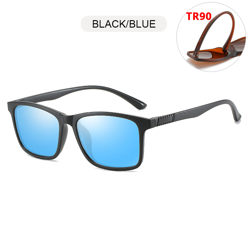 Leve tr90 óculos de sol masculino clássico quadrado polarizado óculos de sol par