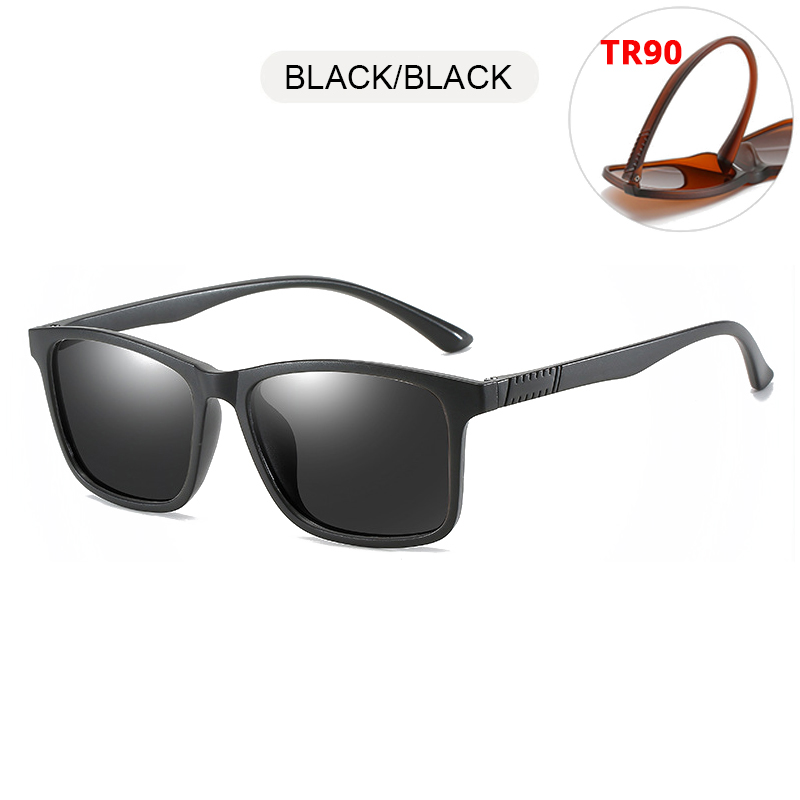 Leve tr90 óculos de sol masculino clássico quadrado polarizado óculos de sol par