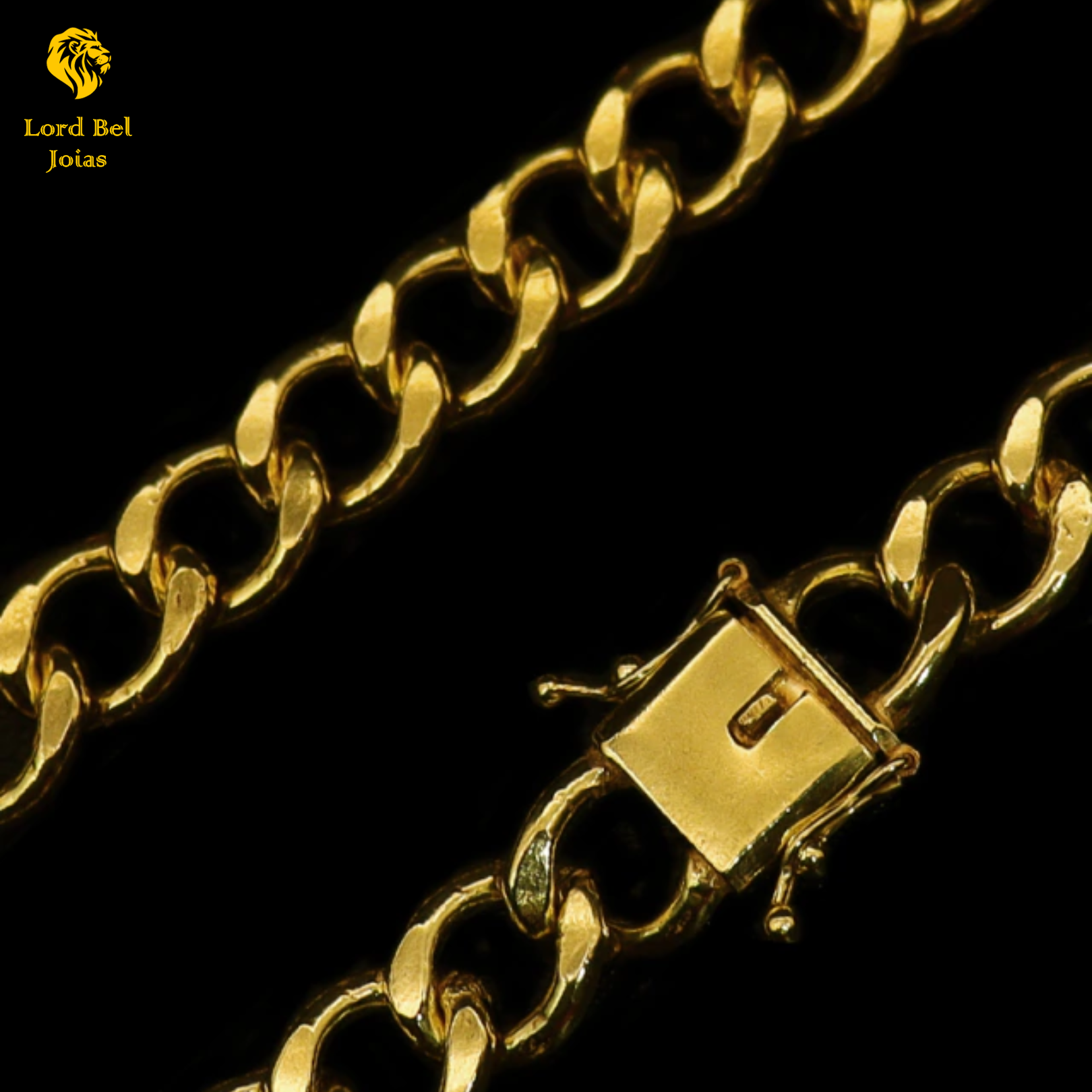 Corrente Grumet Pitbull 18mm em Ouro Nórdico Brilho 18k - Cordão Masculino de Mo