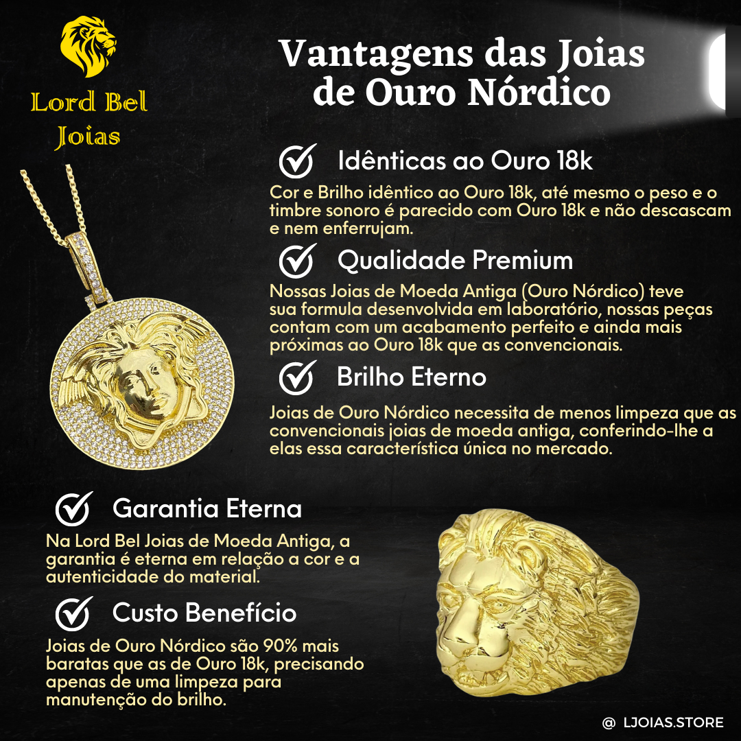 Kit Grumet Laminada 10mm Corrente + Pulseira - Joias de Moeda Antiga ® Garantia