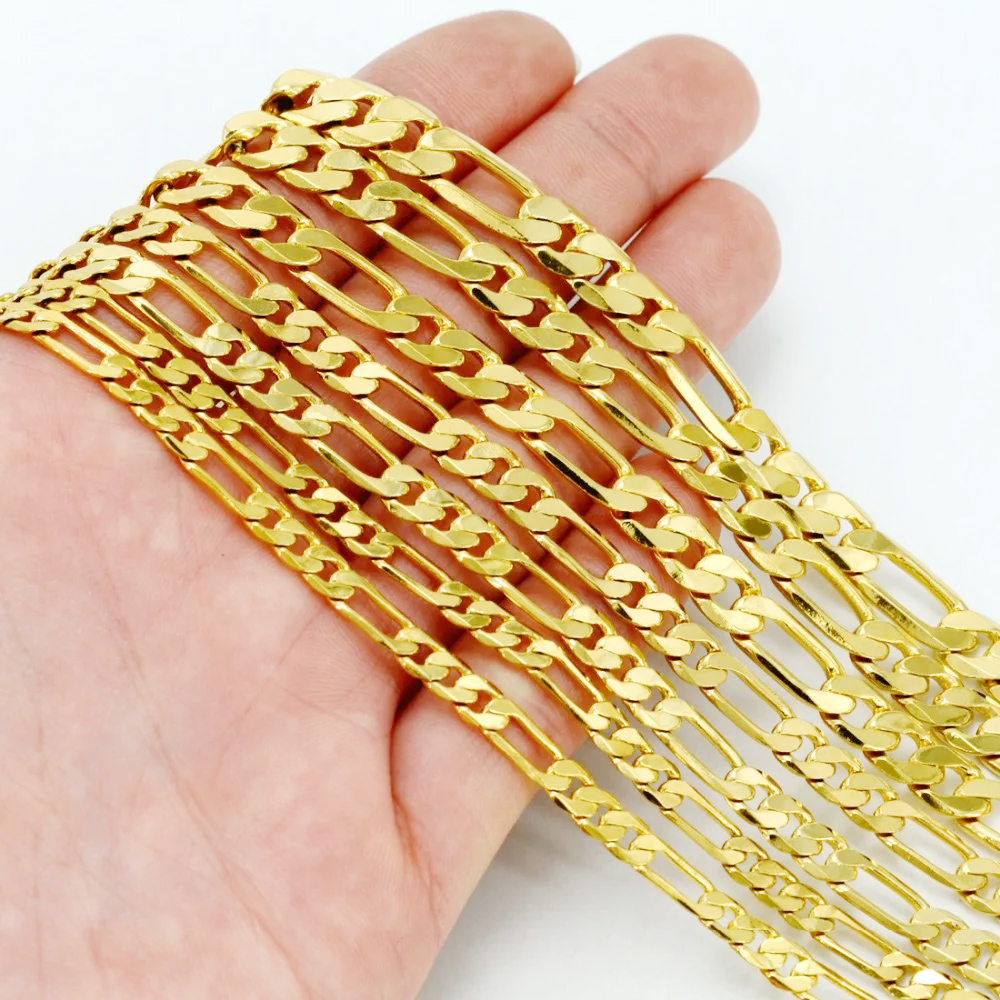 Colares de Corrente Banhados a Ouro Anniyo (1 Peça) para Mulheres e Homens, Joia