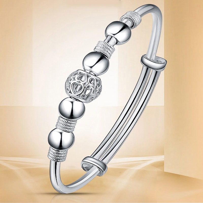 Nova moda coreana 925 prata esterlina contas da sorte pulseiras para mulheres pu