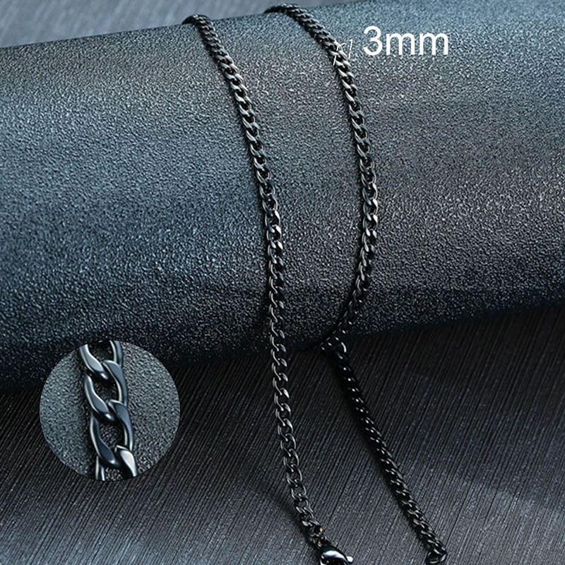 Vnox- Colar de corrente cubana masculina, aço inoxidável preto cor ouro garganti
