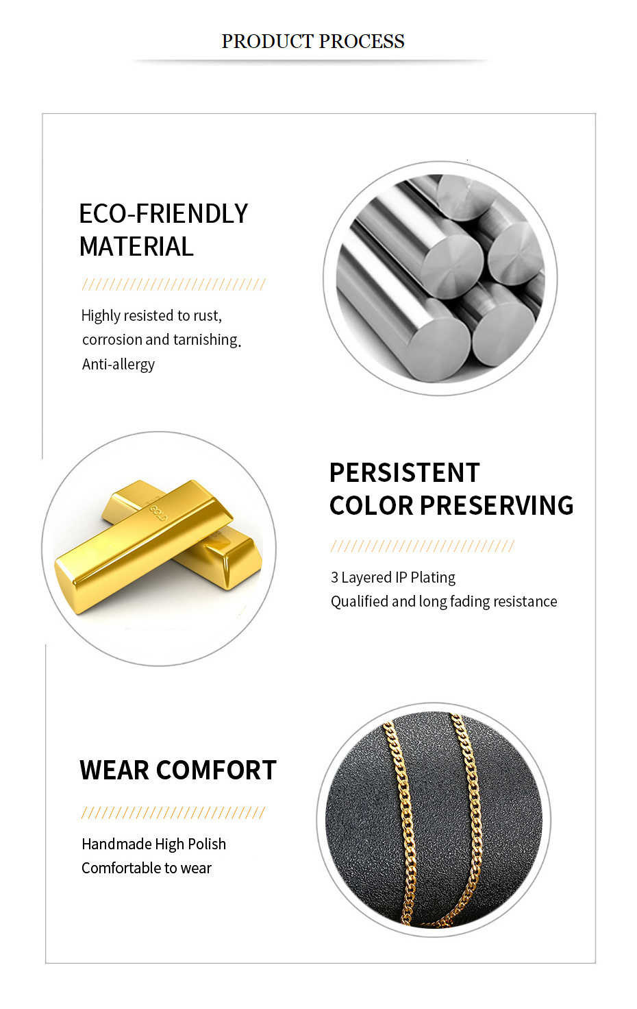 Vnox- Colar de corrente cubana masculina, aço inoxidável preto cor ouro garganti