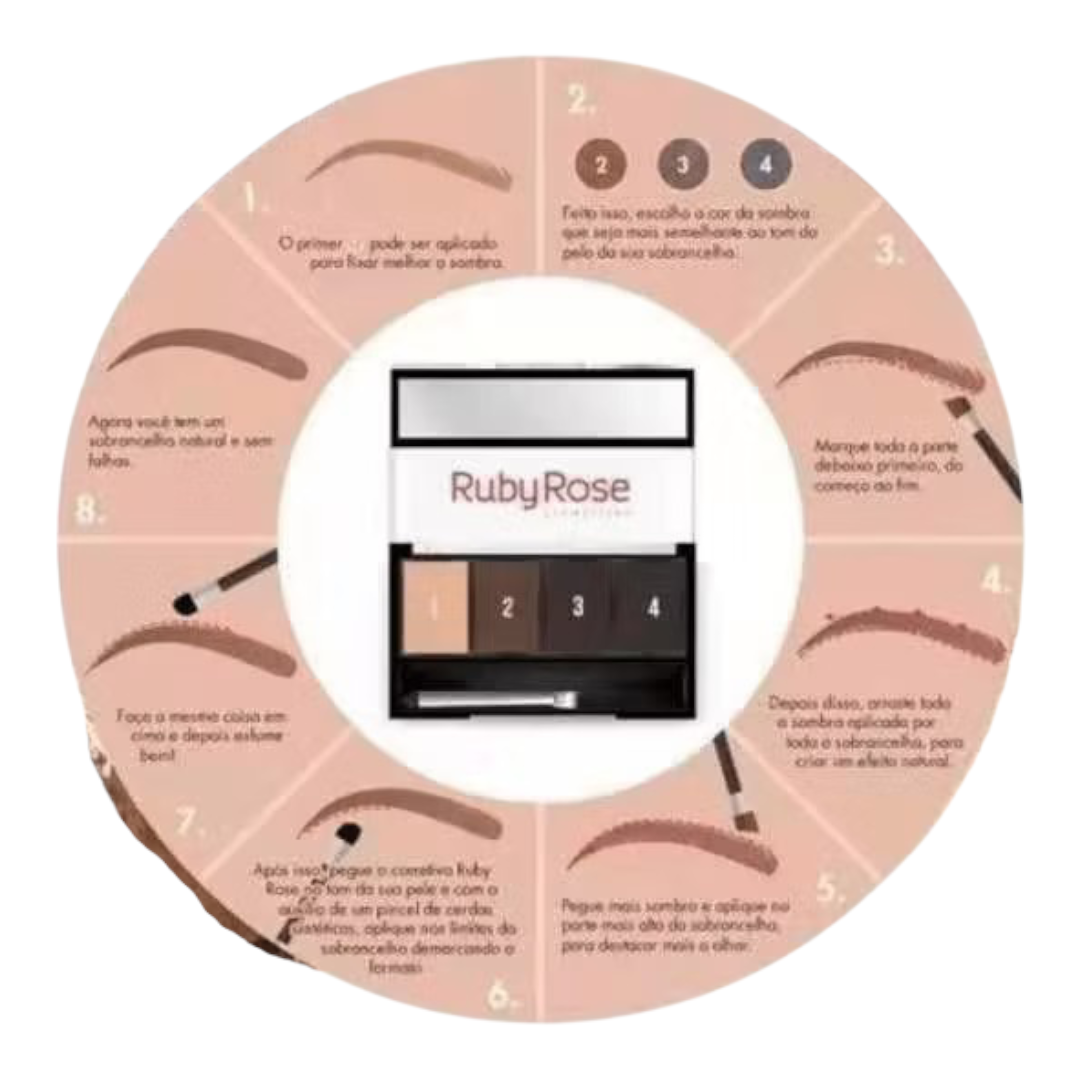 Trio De Sombras Para Sobrancelhas Com Primer Ruby Rose