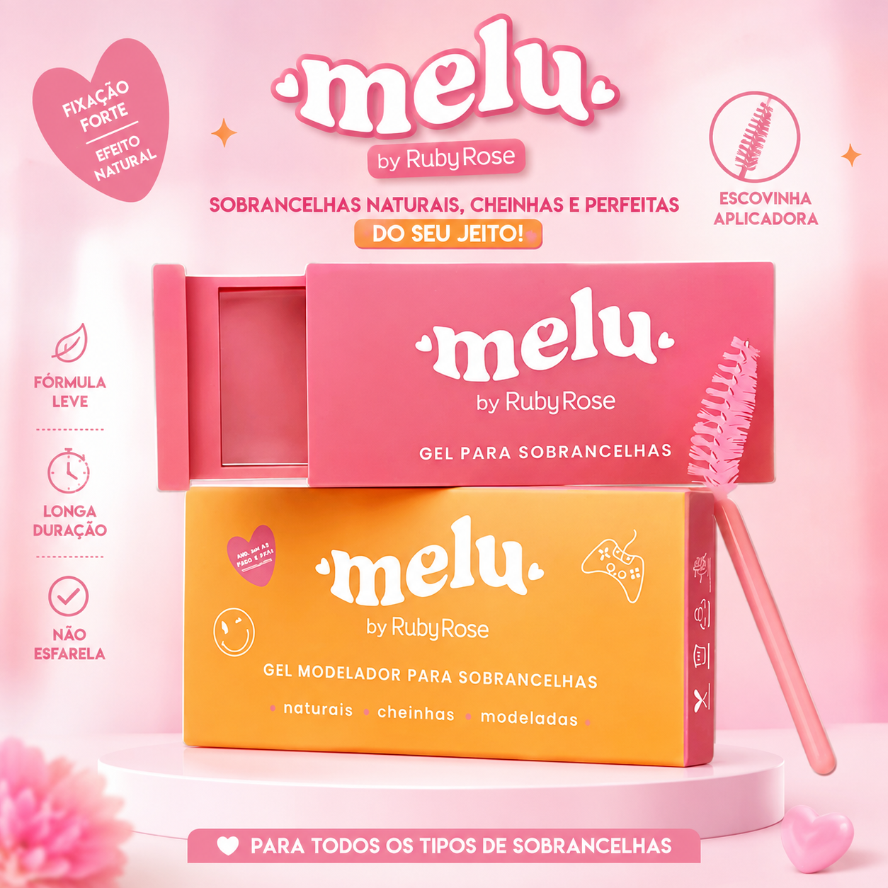 Gel para Sobrancelhas Melu by Ruby Rose Fixação Duradoura e Efeito Brow Lamination