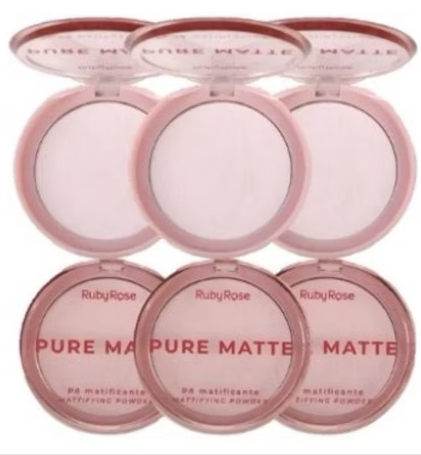 Pó Compacto Matificante Ultrafino Pure Matte Ruby Rose com Esponja Puff