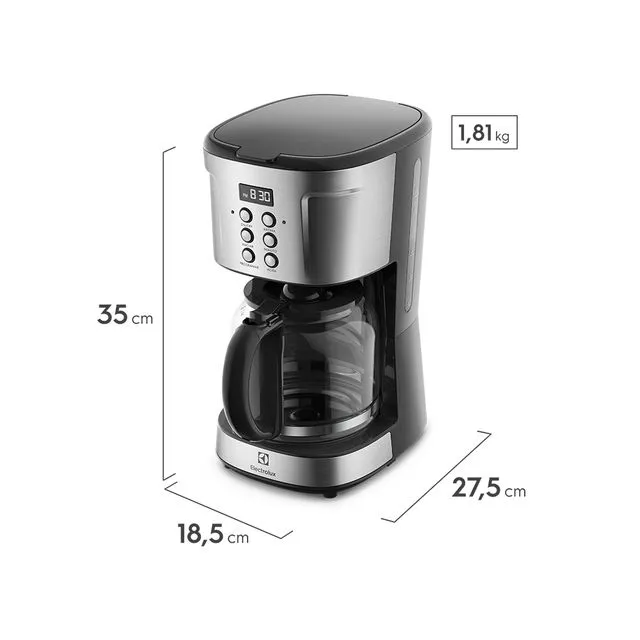 Cafeteira Elétrica Electrolux Digital 38 Xícaras Experience Programável com Timer Cor Inox (ECM30) 220v