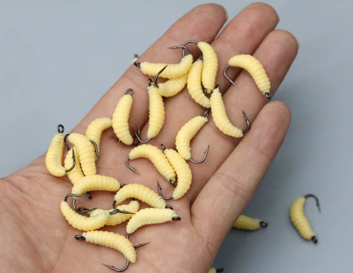 Kit Iscas De Pesca Larvas De Borracha Macia Bichinho Laranja