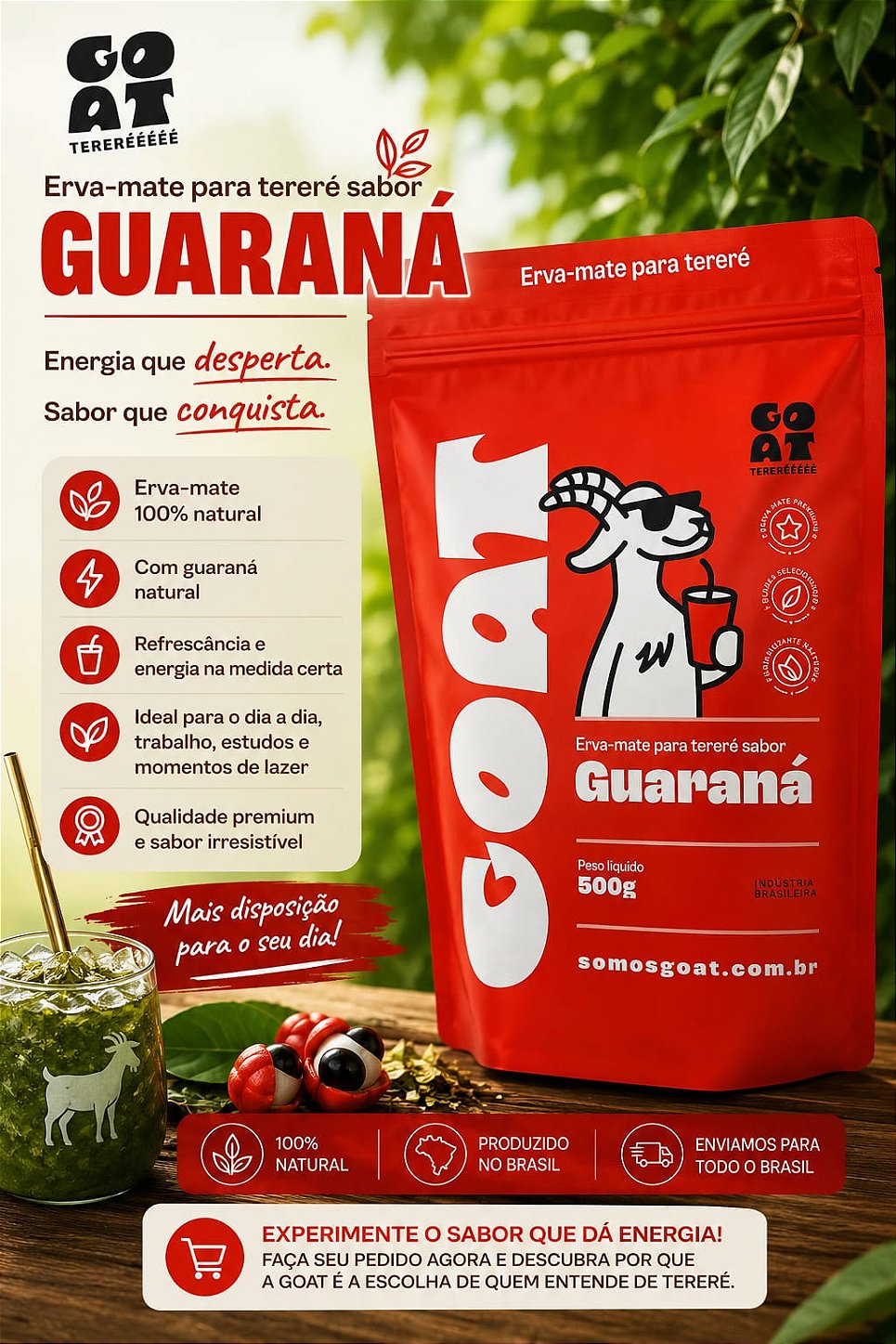 Erva Mate Para Tereré 500g 100% Natural - Guaraná