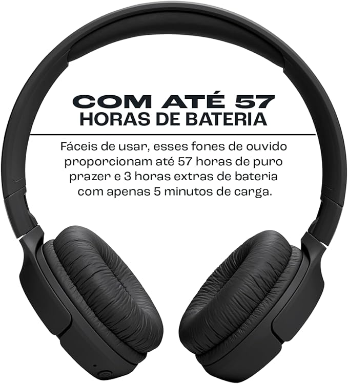 Fone de Ouvido JBL Tune 520BT Bluetooth Sem Fio Preto