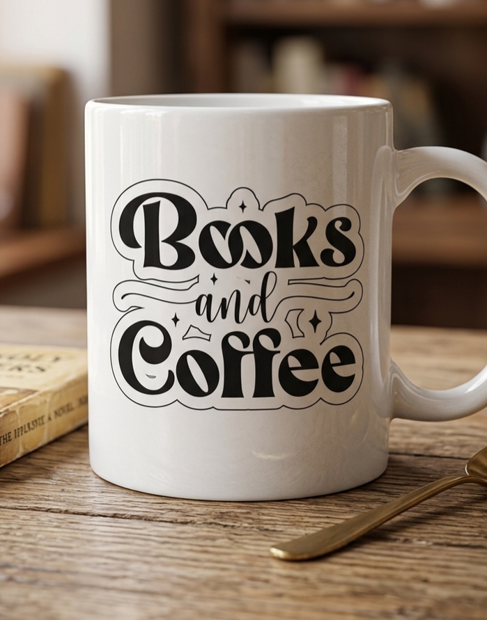 Caneca Books and Coffee Branca