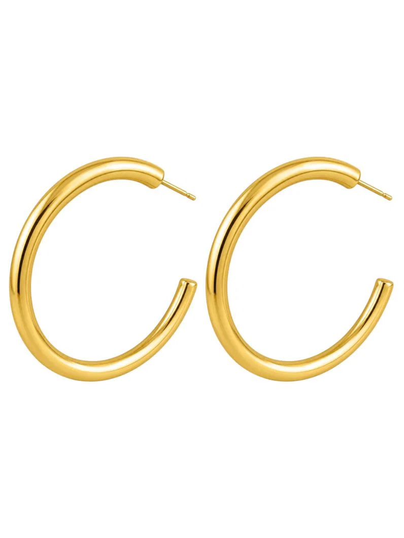 Brinco Folheado a Ouro 18k e Prata Argola Tubo Liso G