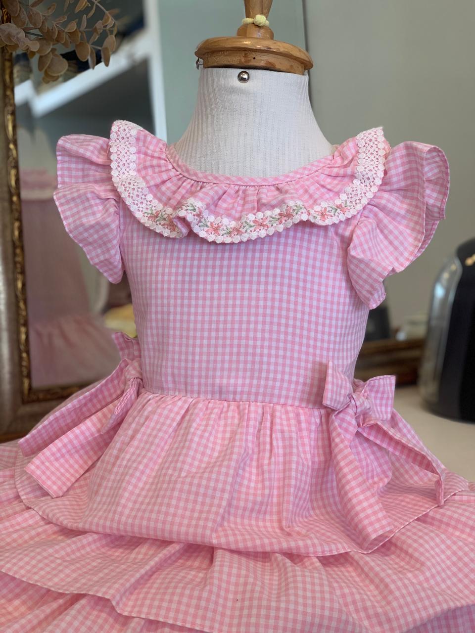 Vestido Rosa Listrado Roana