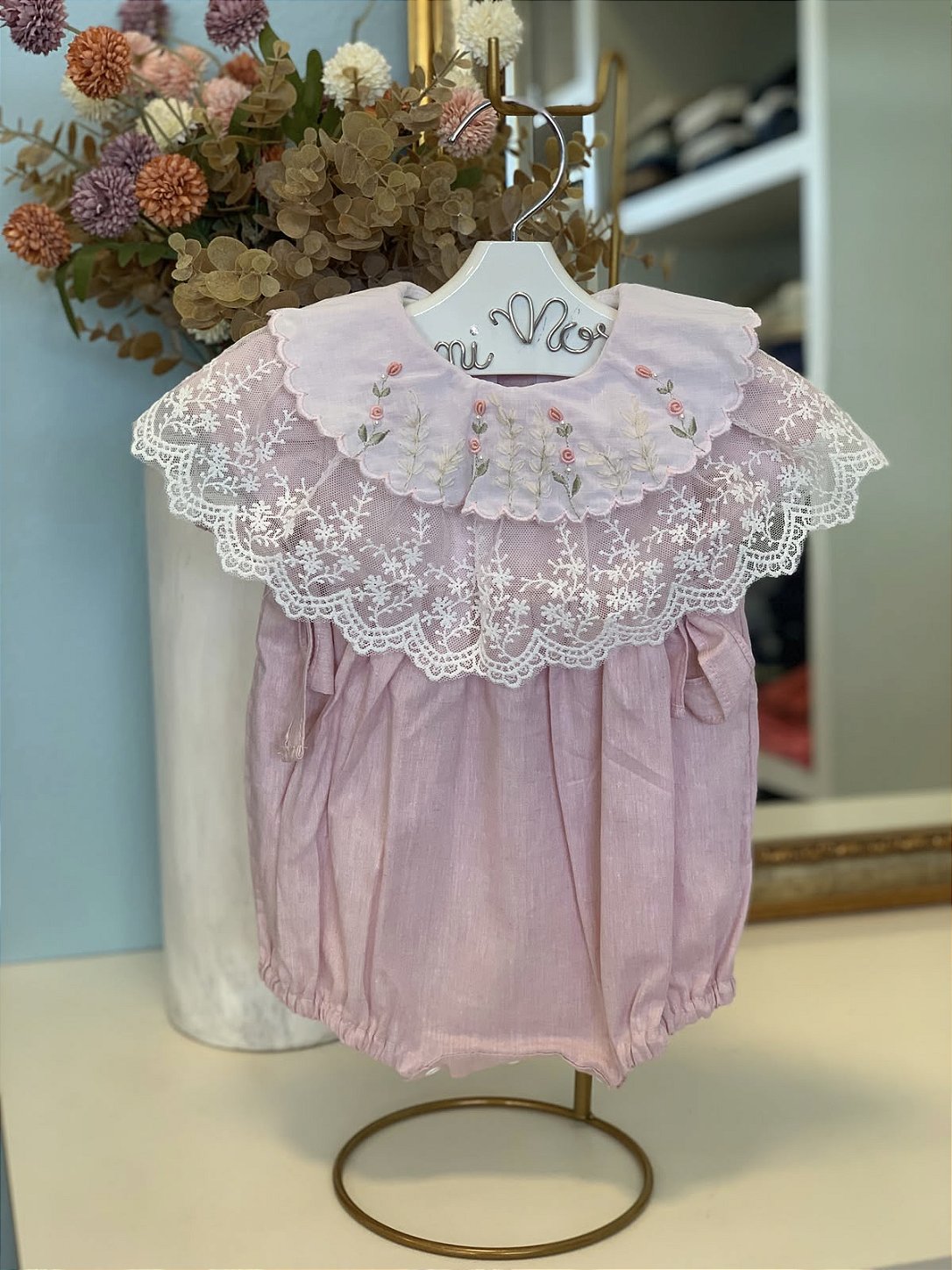 Pimpão Rosa Seco Gola Renda Roana