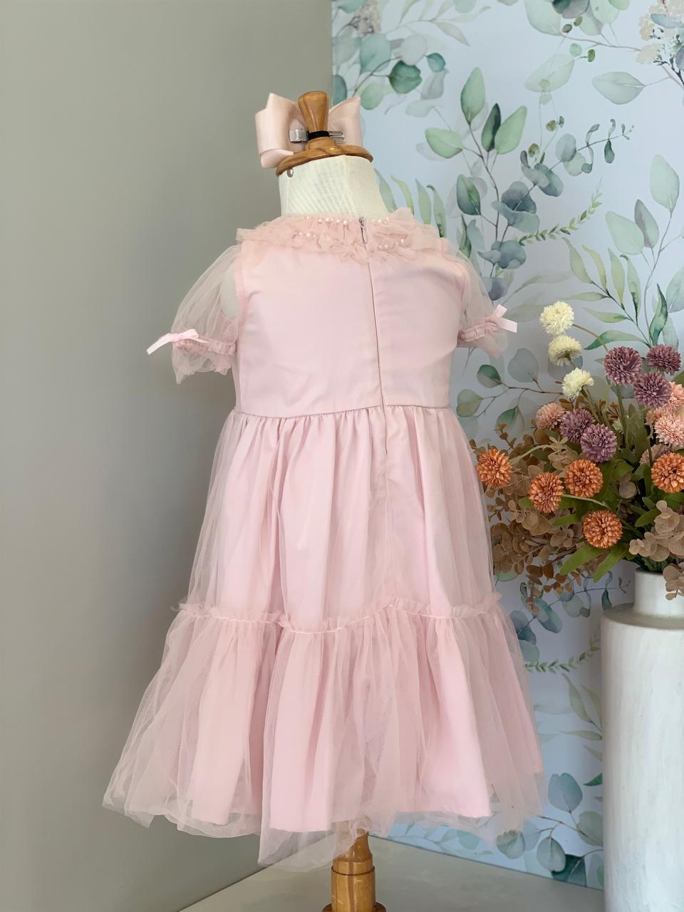 Vestido Tule Rosa Roana
