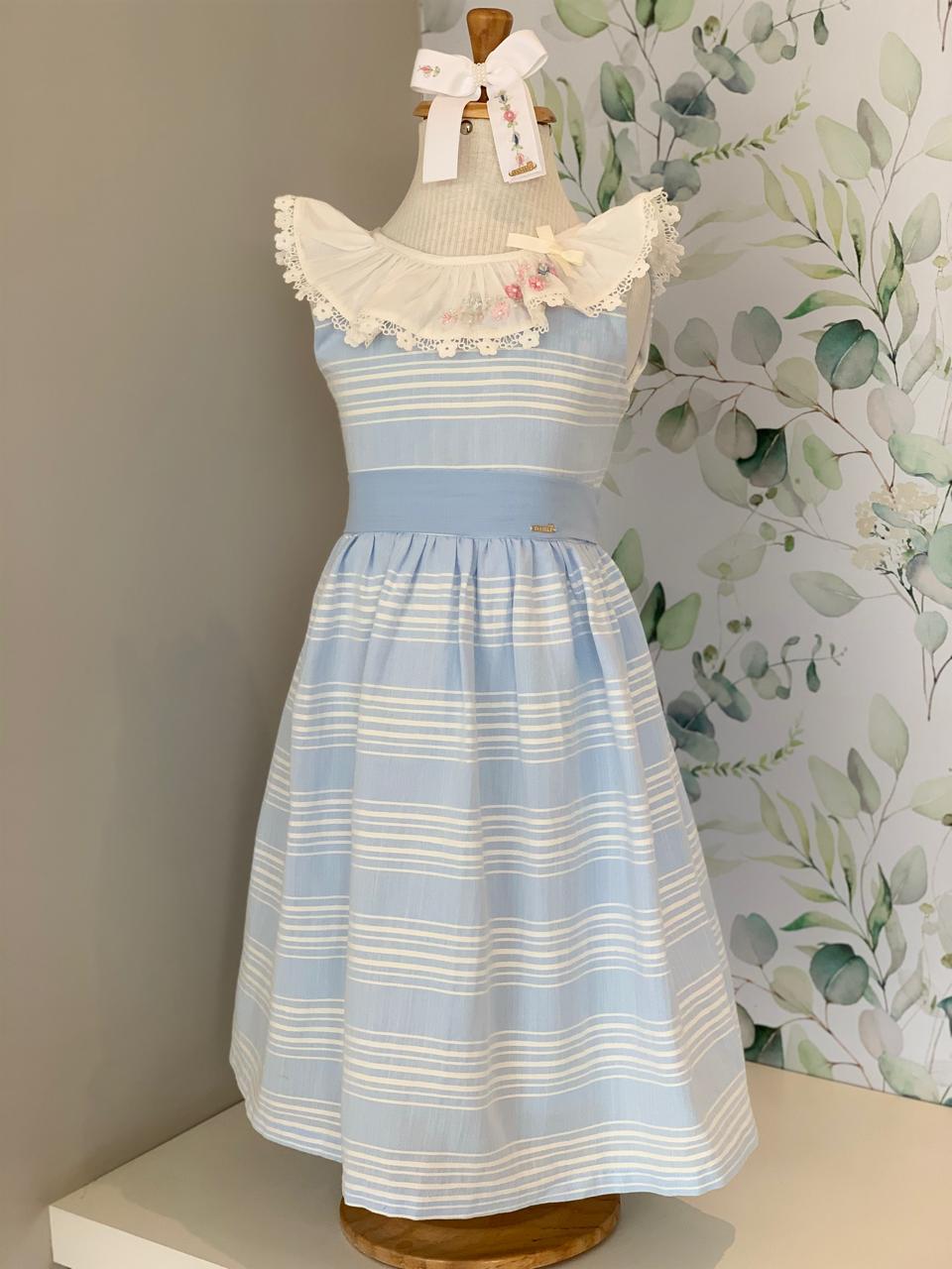 Vestido Azul Listrado Roana